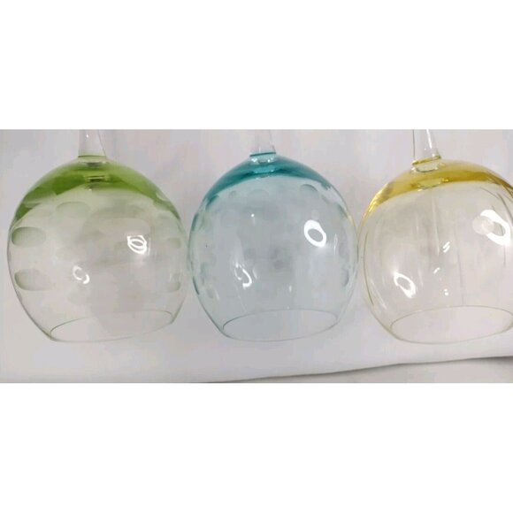 Set Of 3 Mikasa Cheers Pastel Large Balloon Wine Glasses Etched 9 1/2” - Picture 9 of 16